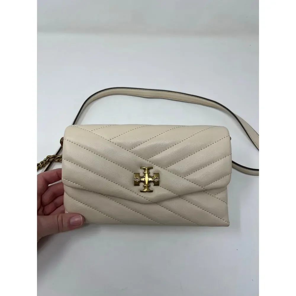 Tory Burch Kira Chain Wallet Cream